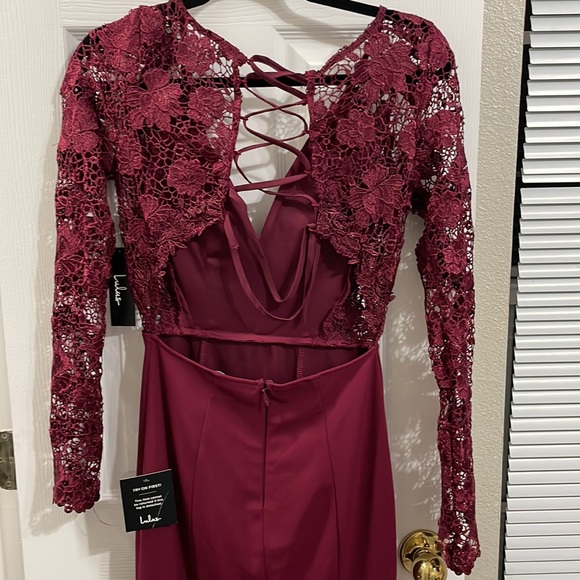 Lulus falling in plum purple lace up backless maxi dress - Picture 6 of 7